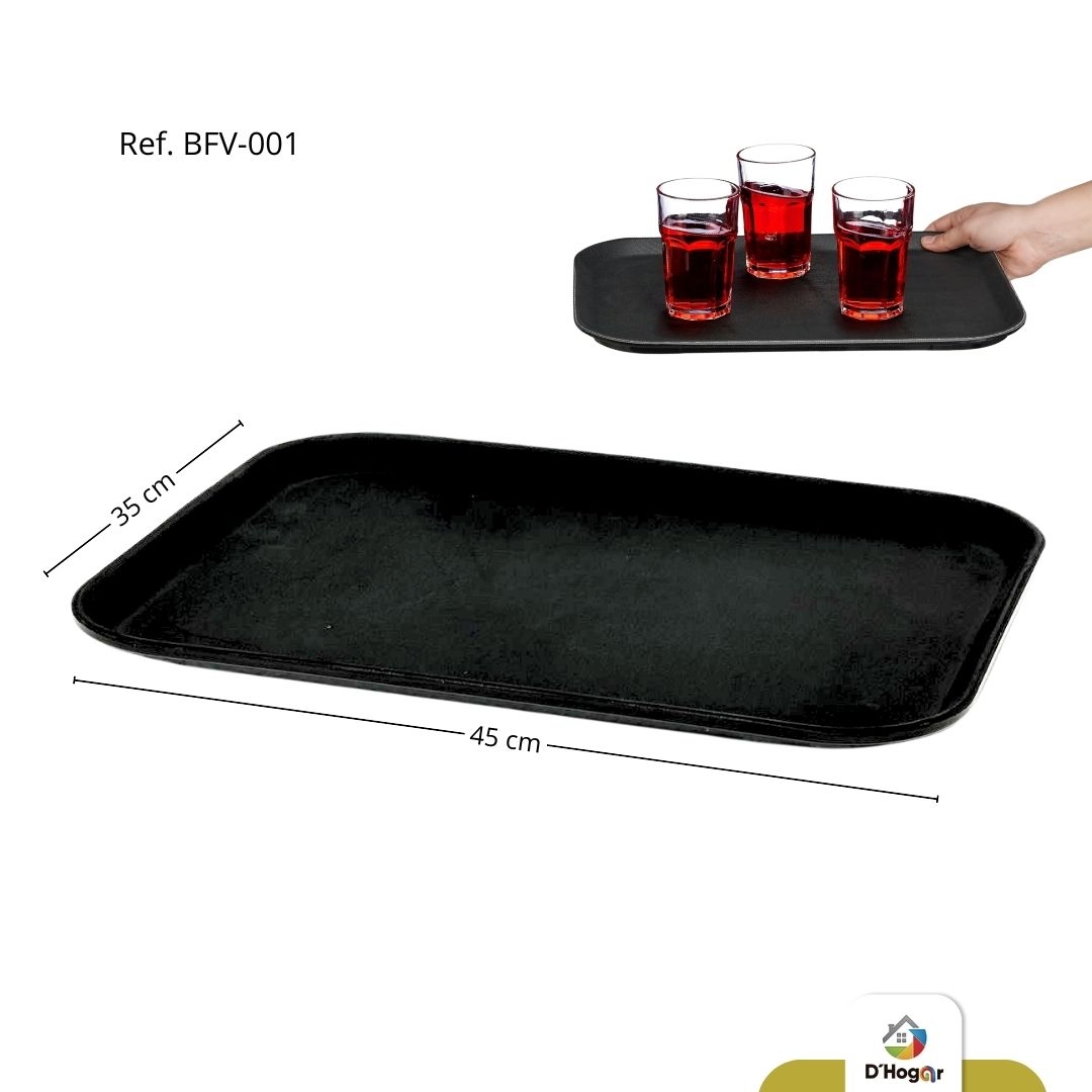 BANDEJA RECT ANTIDESLIZANTE, FIBRA DE VDR 46X36 CMS REF BFV-001