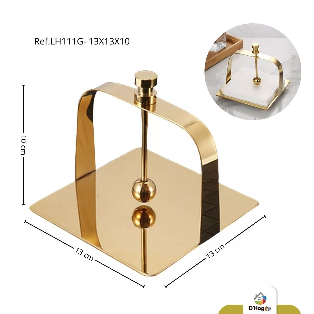 SERVILLETERO CUADRADO ACERO 201 DORADO REF LH111G-13X13X10