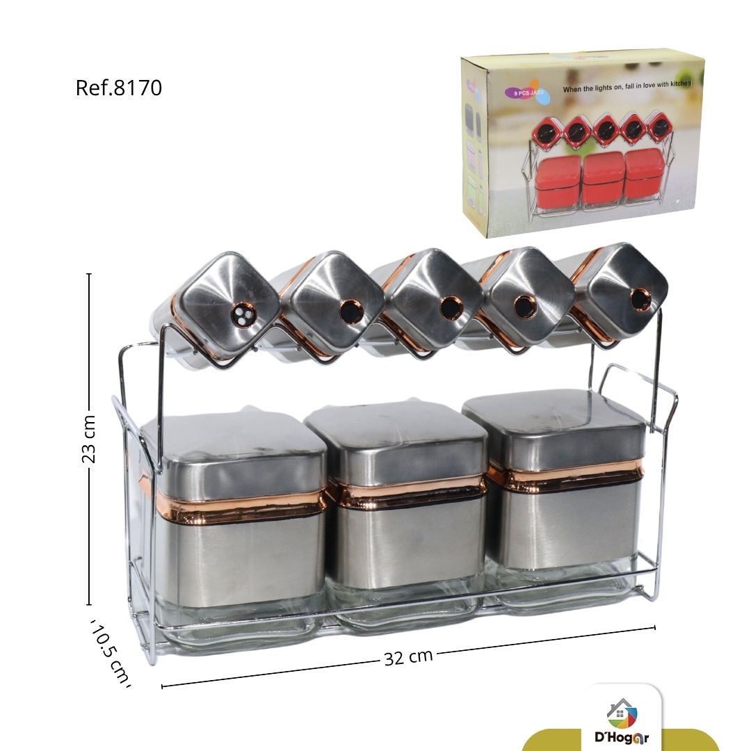 CONDIMENTEROS SET X 8,  5 P?O DE 80ML,  3 GRANDES DE  500ML REF 8171