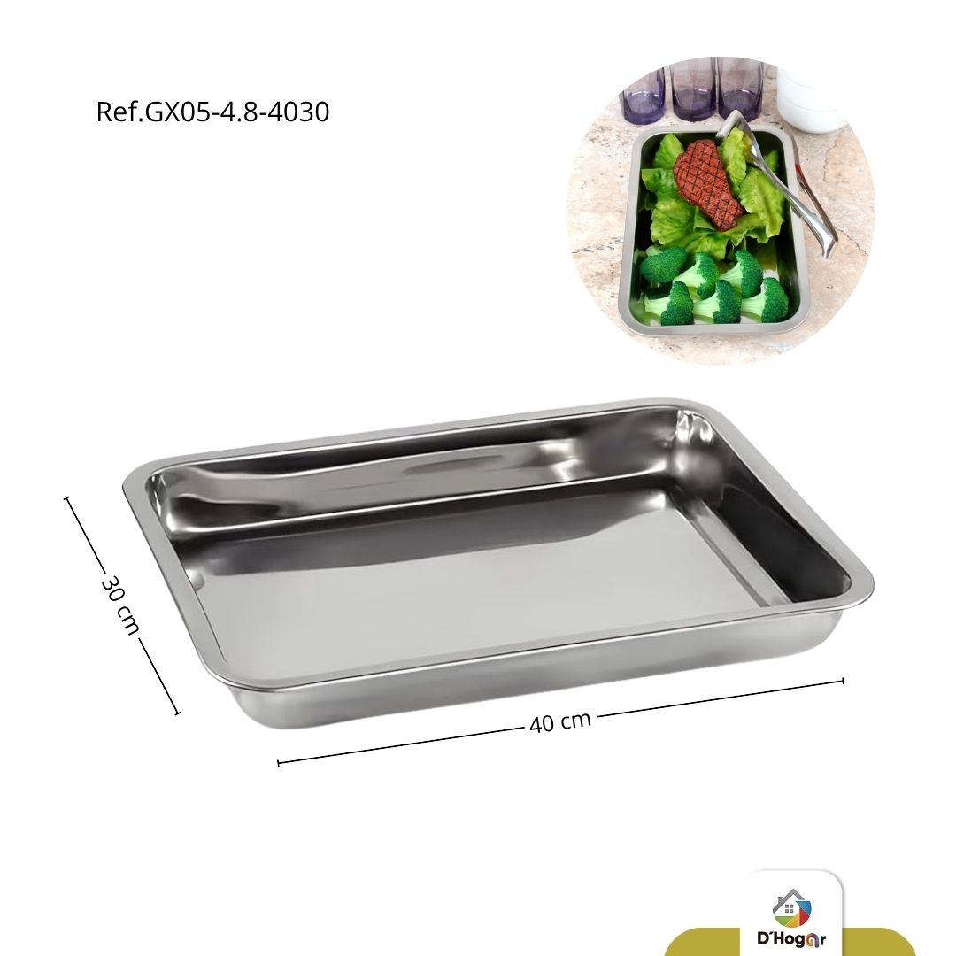 BANDEJA  REFRIGERADORA 40X30X4.8CM ACERO INOX 410 REF GX05-4.8-4030