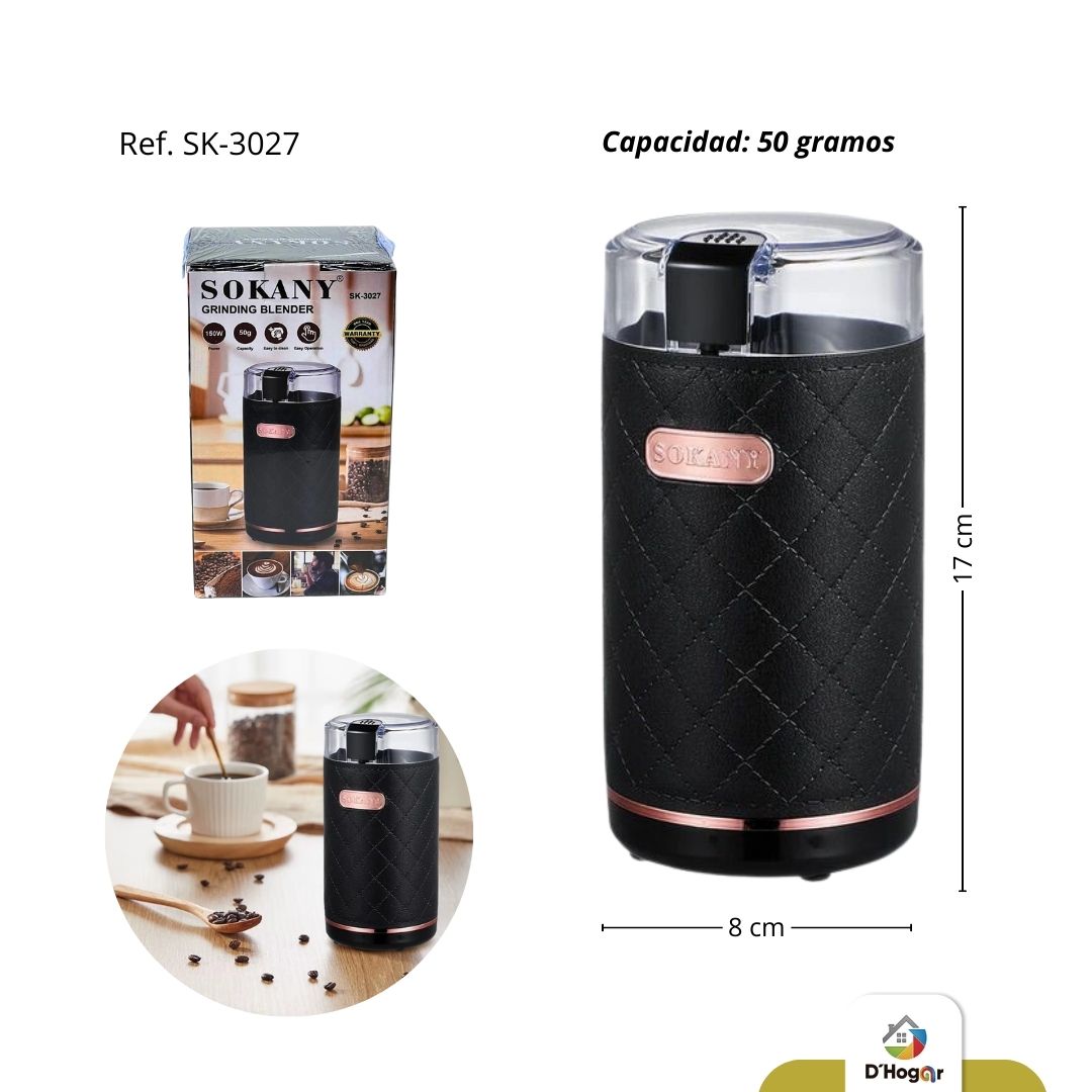 MOLINO PULVERIZADOR  DE CAFE 50 GRAMOS ELECTRICO 110V  , SOKANY, REF SK-3027