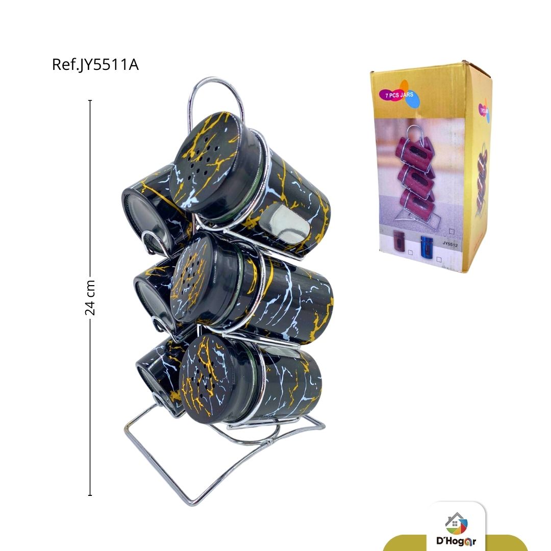 CONDIMENTERO, SET X 6 PZS NEGRO  50 ML REF JY5511A