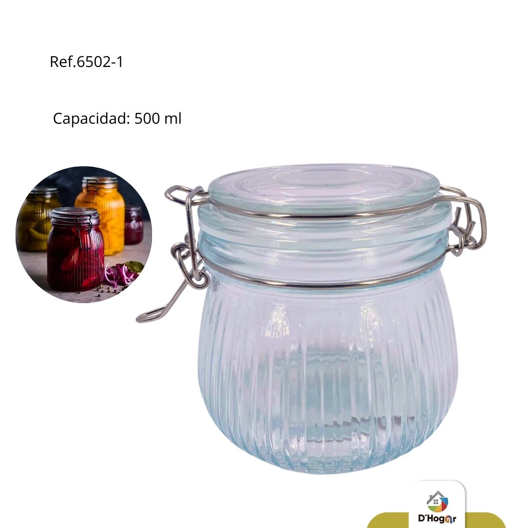 RECIPIENTE HERMETICO DE VIDRIO 500ML  REF 6502-1