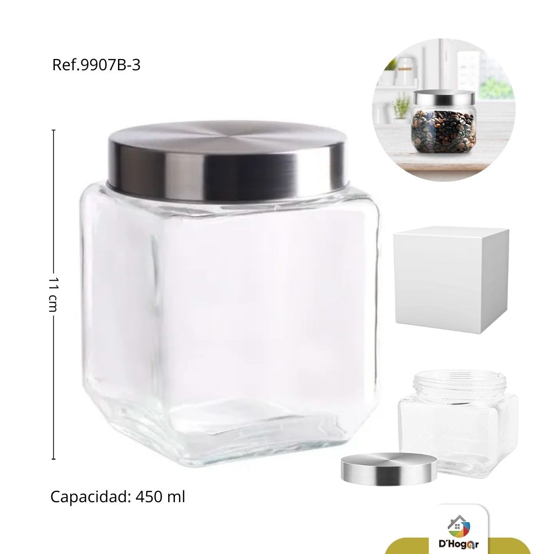 RECIPIENTE DE VIDRIO T/ROSCA 450ML REF 9907B-3