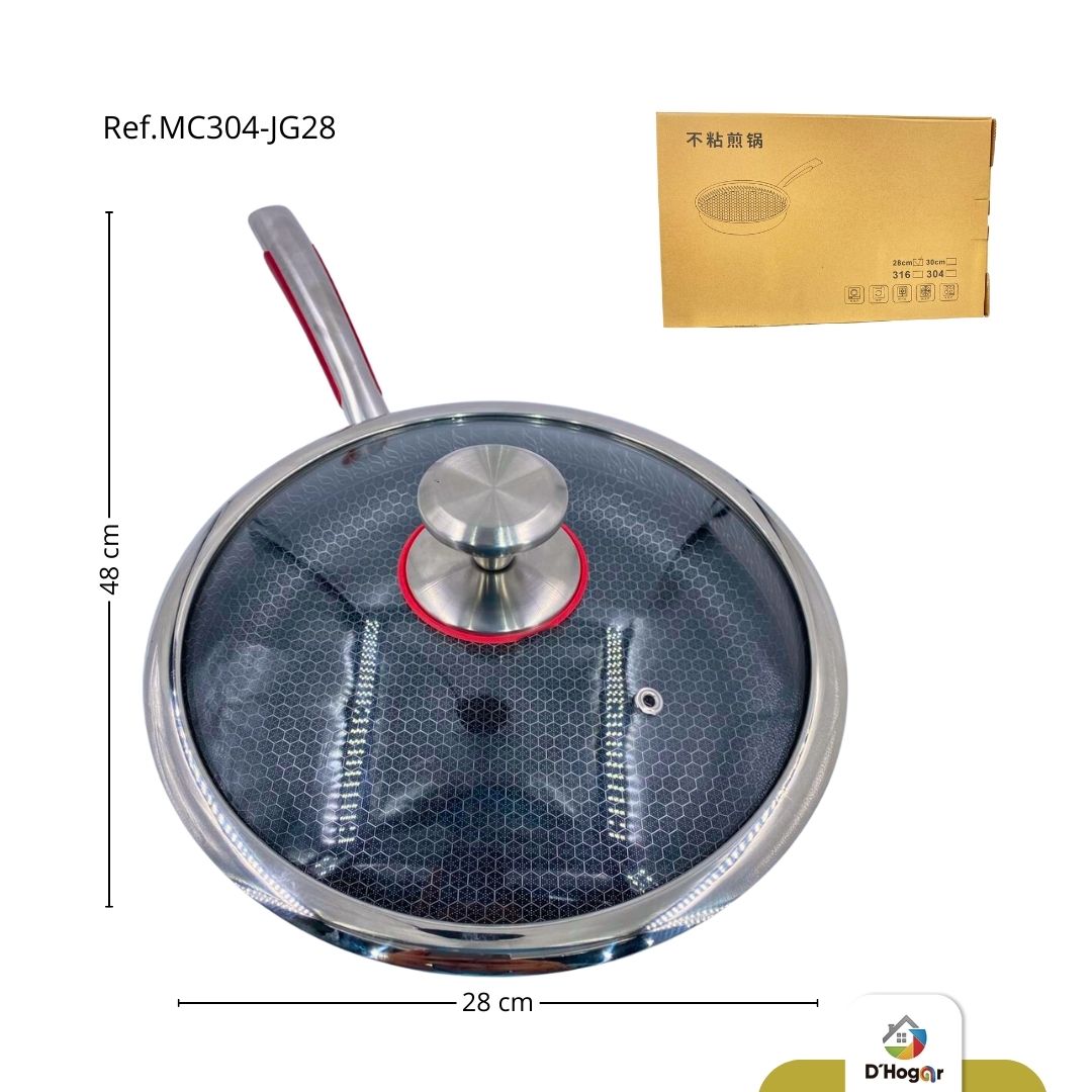 SARTEN ANDIADERENTE ACERO INOXIDABLE T/V 28CM REF MC304-JG28