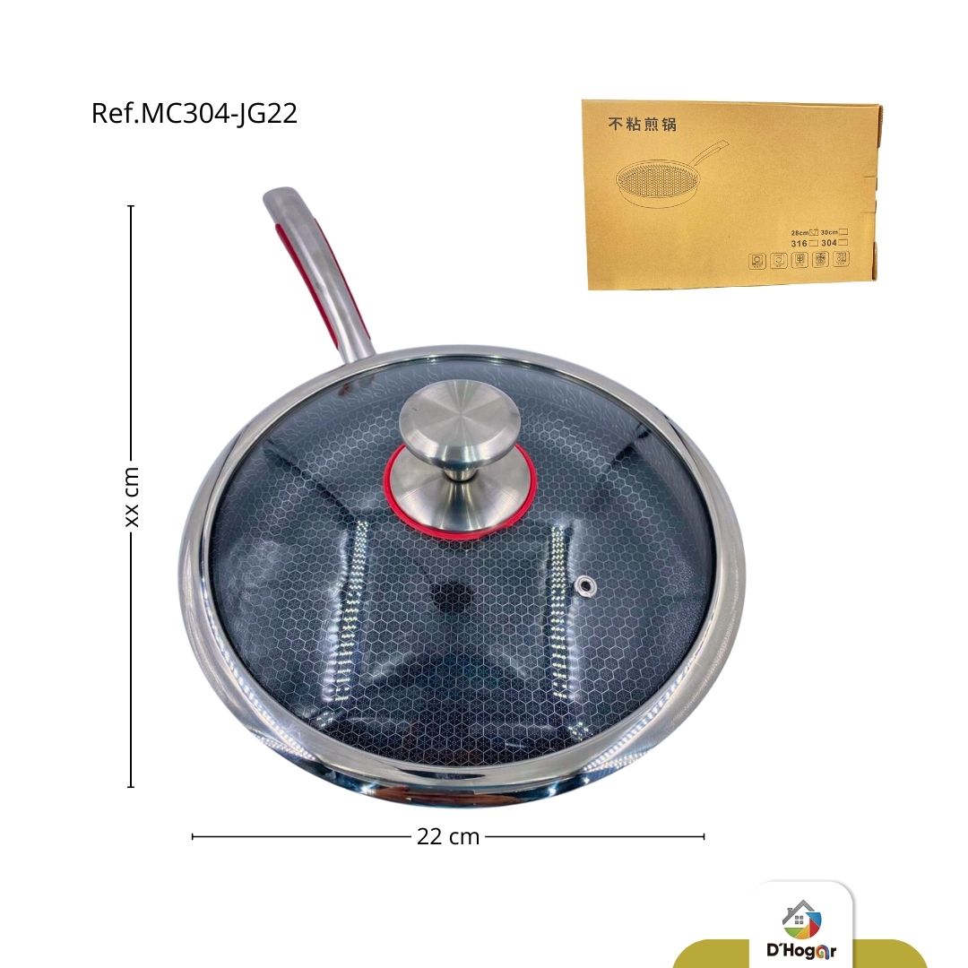 SARTEN ANDIADERENTE ACERO INOXIDABLE T/V RE22CM REF MC304-JG22